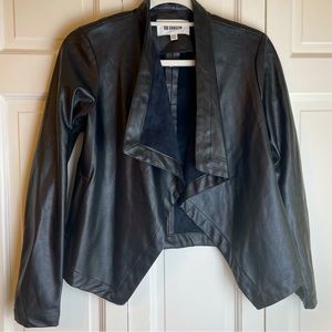 BB Dakota Lightweight Cropped Pleather Jacket with Fabric Sleeve Accents Size XS